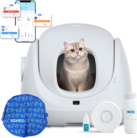 Catlink Baymax-Lite Litière autonettoyante pour Chat contrôle de la santé de Votre Chat télécommande APP, Anti-Blocage, Anti-Odeur, 4 Modes de Nettoyage, Convient pour Les Chats de 1,5 à 10 kg